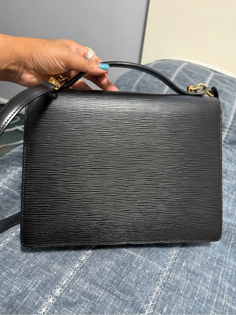 Louis Vuitton Black Epi Leather Monceau Bag